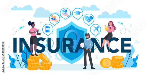 Insurance typographic header concept. Idea of security