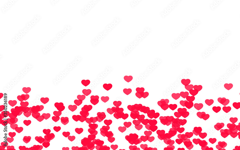 Valentine day pink red hearts on white background...