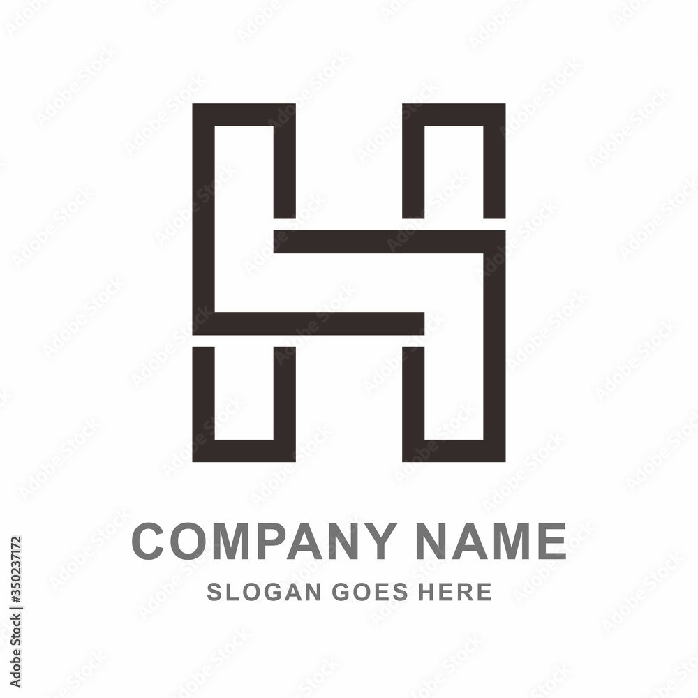 Monogram Letter H Square Business Company Vector Logo Design Monogram Letter H Square Business Company Vector Logo Design