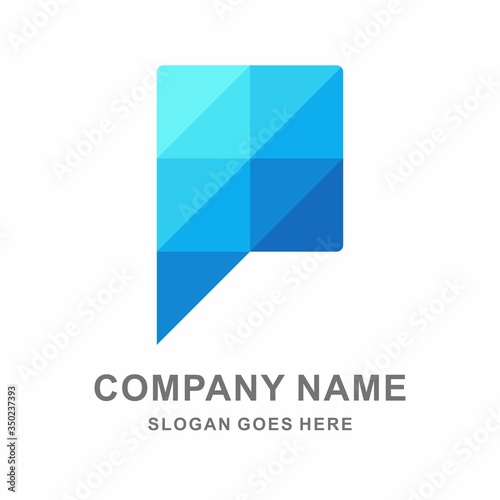 Monogram Letter P Square Pixel Business Company Stock Vector Logo Design Template