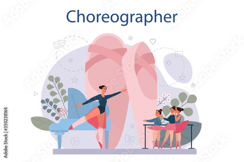 Dance teacher or choreographer in dance studio. Dancing courses