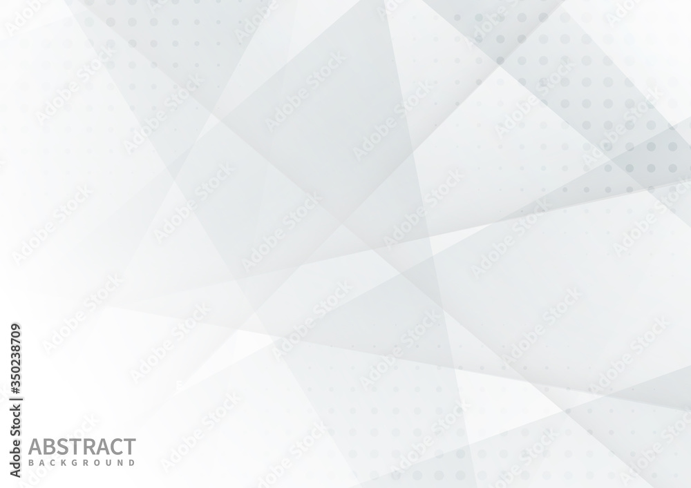 Fototapeta premium Abstract geometric white and gray background decorative halftone texture.