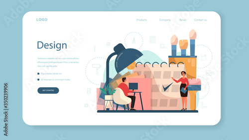 Professional interior designer web banner or landing page.