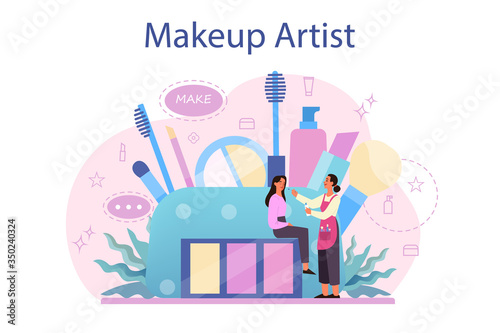 Make up artist concept. Woman doing a beauty procedure, applying