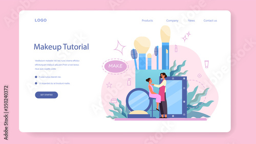 Make up artist concept web banner or landing page.