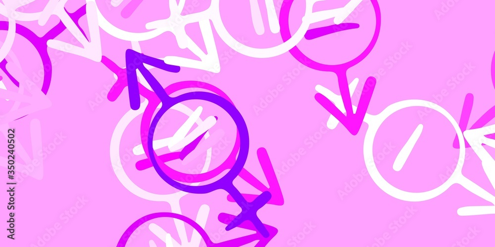 Obraz premium Light Purple vector backdrop with woman's power symbols.
