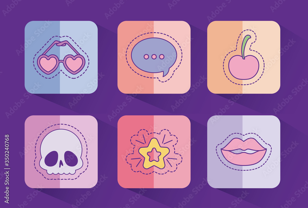 Cute patchesicon set vector design Cute patchesicon set vector design