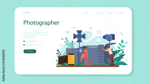 Photographer concept set. Professional photographer with camera