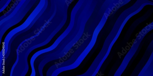 Dark BLUE vector backdrop with curves. Colorful illustration in circular style with lines. Pattern for commercials, ads.