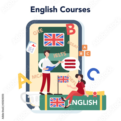 English course online service or platform. Study foreign languages