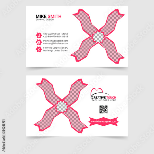 Modern business card design  company  job  red color shape  