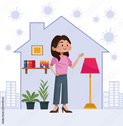 woman stay at home inside house