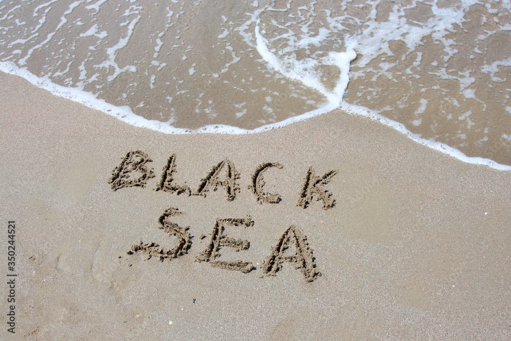 Fototapeta premium inscription on the sea sand black sea
