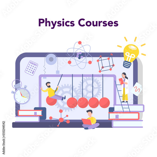 Physics school subject online education service or platform. Scientist