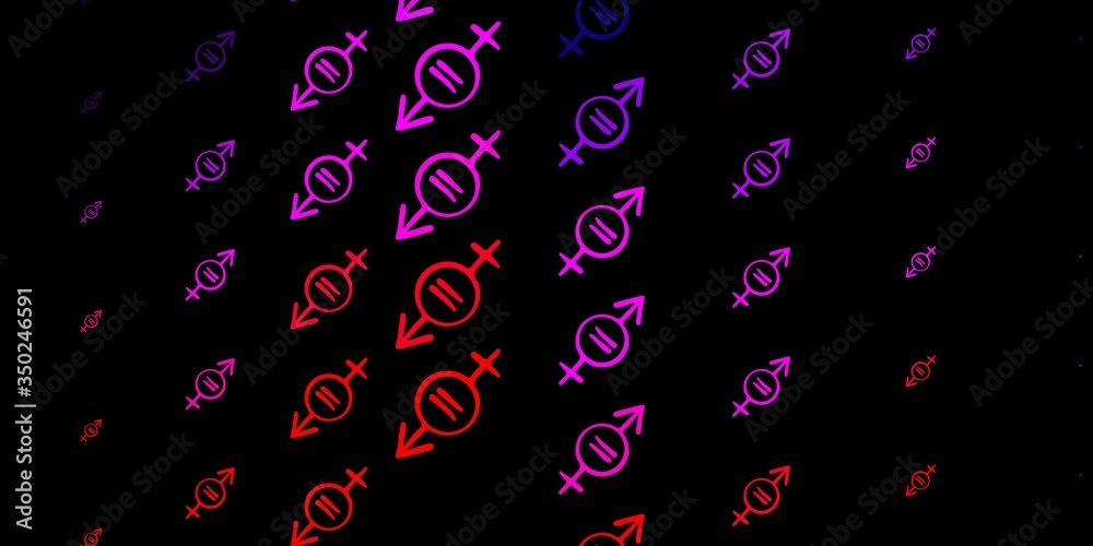 Dark Purple, Pink vector texture with women's rights symbols. Dark Purple, Pink vector texture with women's rights symbols.