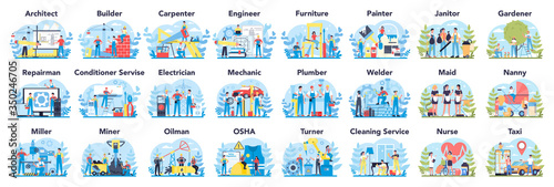 Common profession set. Collection of occupation, male and female