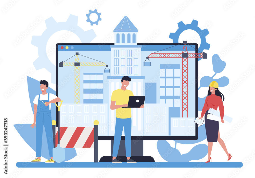 House building online project platform. Professional workers House building online project platform. Professional workers
