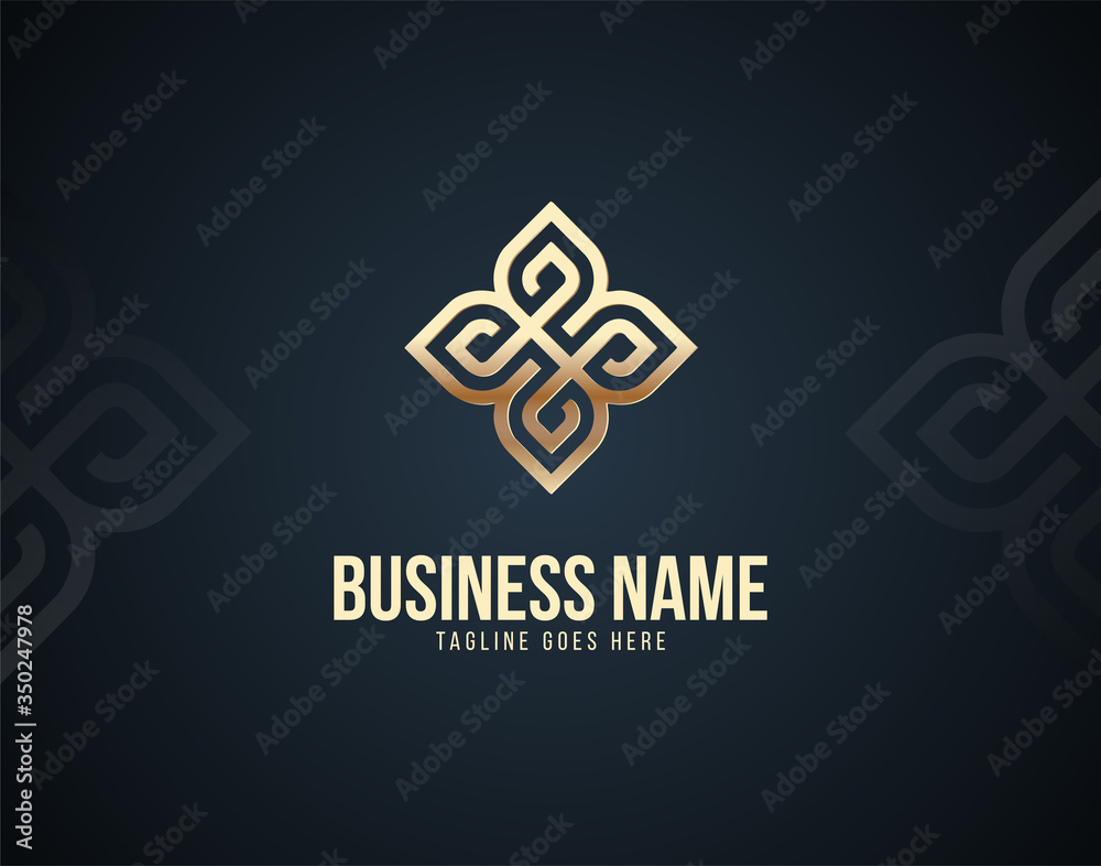 Modern and Luxury abstract ornament design logo or icon template with gold color effects