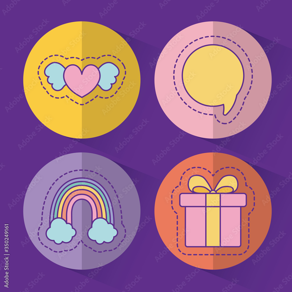 heart bubble rainbow and gift vector design