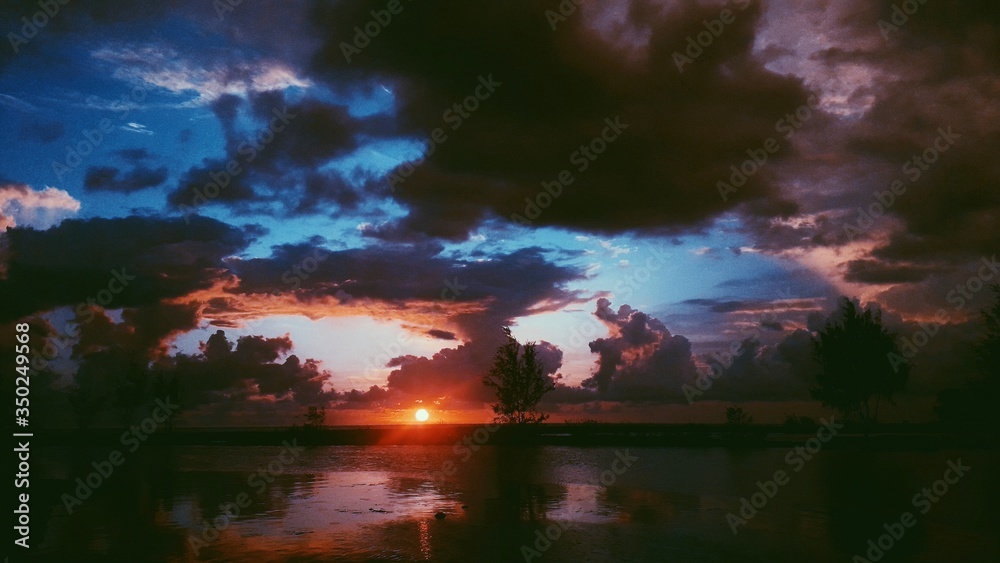sunset over the lake Indonesia