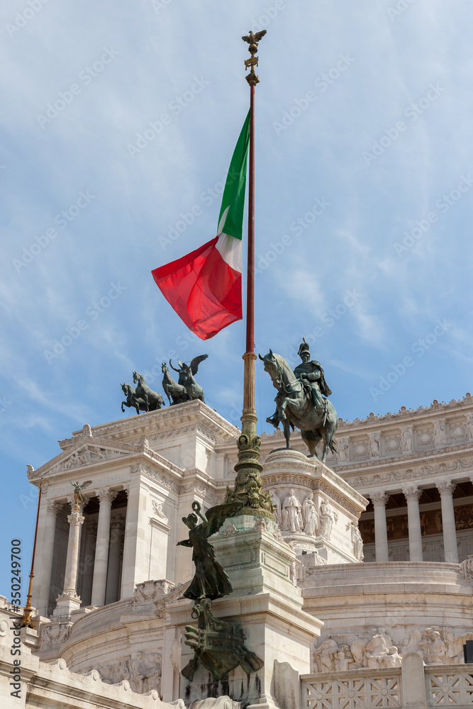 ROME, ITALY - 2014 AUGUST 21.  National Monument to Victor Emmanuel II or Il Vittoriano in Rome.