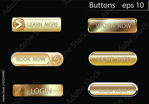 Web buttons gold  gradient  buttons. Web buttons design template. Modern buttons set. EPS 10. Only commercial use