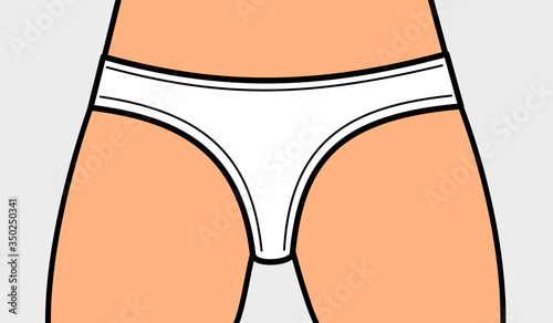 Naked body of man or woman is wearing underwear - pants, underpants, panties and lingerie. White clothing and garment. Vector illustration.