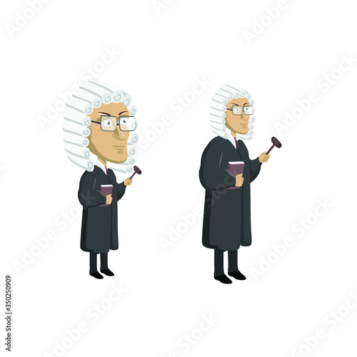 cartoon vector character judge in two versions