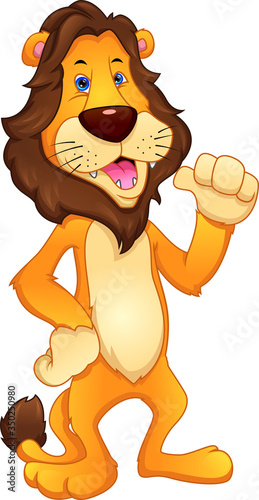 cute lion thumb up cartoon on a white background