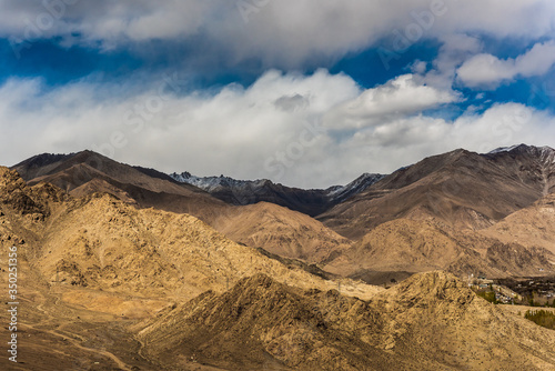 The city of Leh, Leh city is located in the Indian Himalayas viewed from Leh Palace