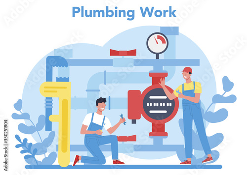 Plumbing service concept. Professional repair and cleaning