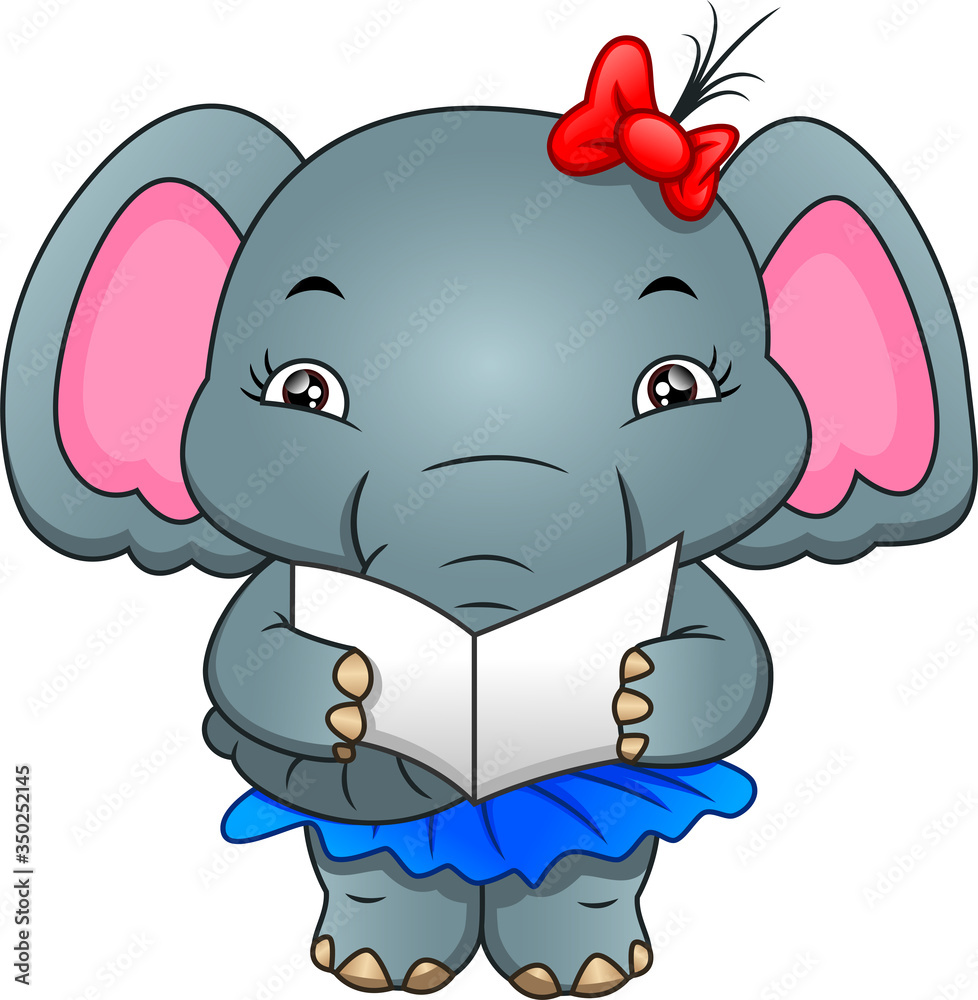 Fototapeta premium cute elephant reading a letter