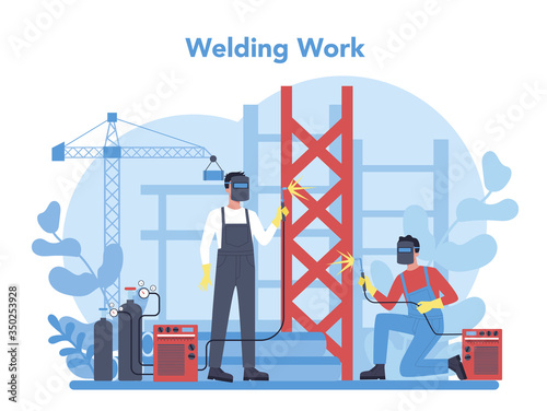 Welder and welding service concept. Professional welder