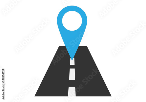 Logo de una carretera con un marcador azul.