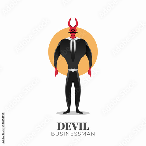 Devil Businessman Character with Horns. Half-bull Businessman