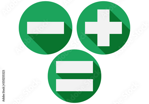 Botón verde de más, menos, e igual.
