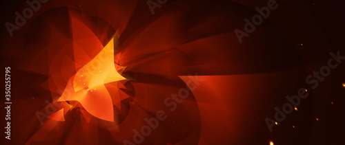 Fiery glowing space butterfly widescreen abstract background