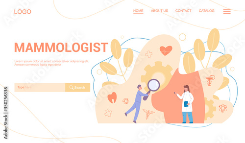 Mammologist web banner concept. Consultation with doctor about