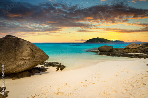 Beautiful beach on the Similan islands at sunset, Thailand