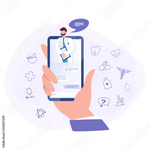Online consultation with doctor concept. Remote medical treatment.