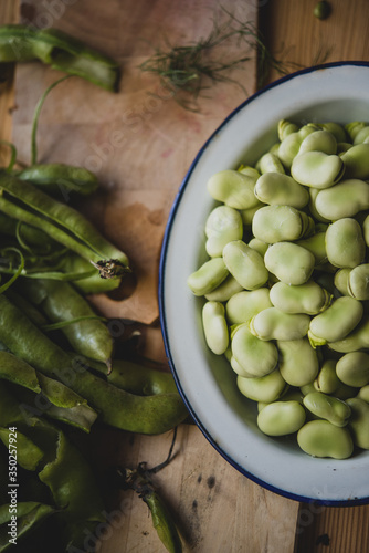 Close up of shelled beans on plate