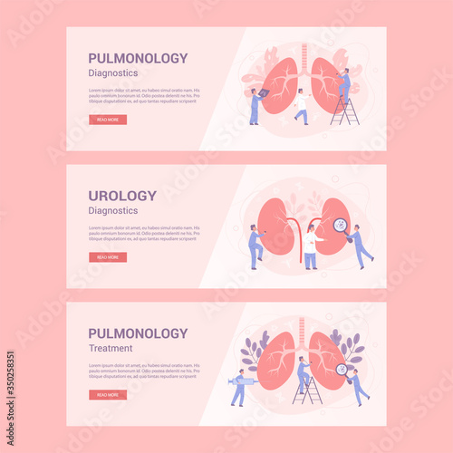 Medical specialty and examination header. Pulmonologist and urologist.