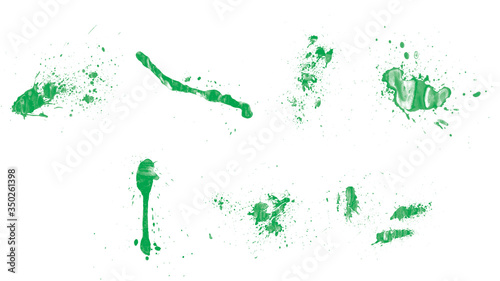 Green paint splash and stain set brushes