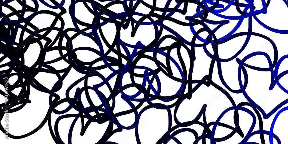Obraz premium Light BLUE vector template with doodle hearts.