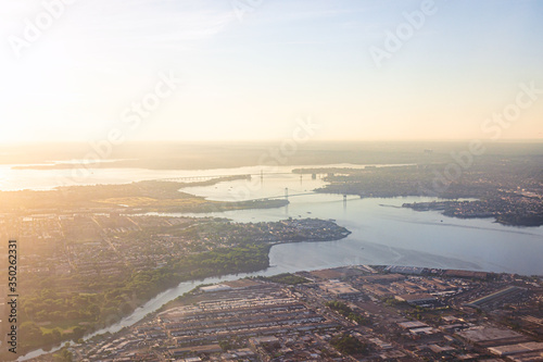 New York City Bronx sunrise aerial view over Hunts Point produce market