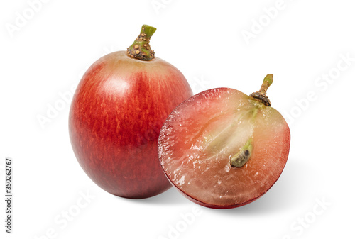 Close-up group red grape isolated on white background.