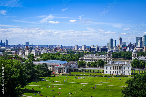 Canary Wharf view from Greenwich Park, London, United Kingdom photo