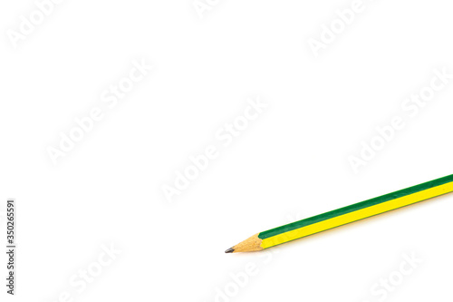 Yellow Green pencil on white background.
