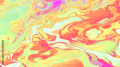 Rainbow trippy background. Iridescent fluid texture. Liquid holographic pattern. Acid rainbow waves. Crazy turbulence effect.