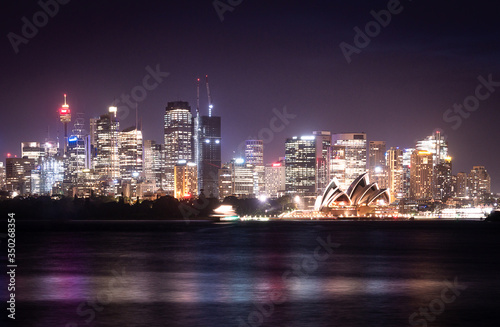 Sydney night skyline  shot in Sydney  New South Wales  Australia